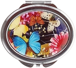 Зеркальце косметическое "Бабочки и пионы", 85451, голубая бабочка - Top Choice — фото N2