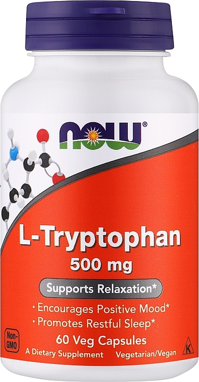 Капсулы L-триптофан, 500 мг. - Now Foods L-Tryptophan — фото N1