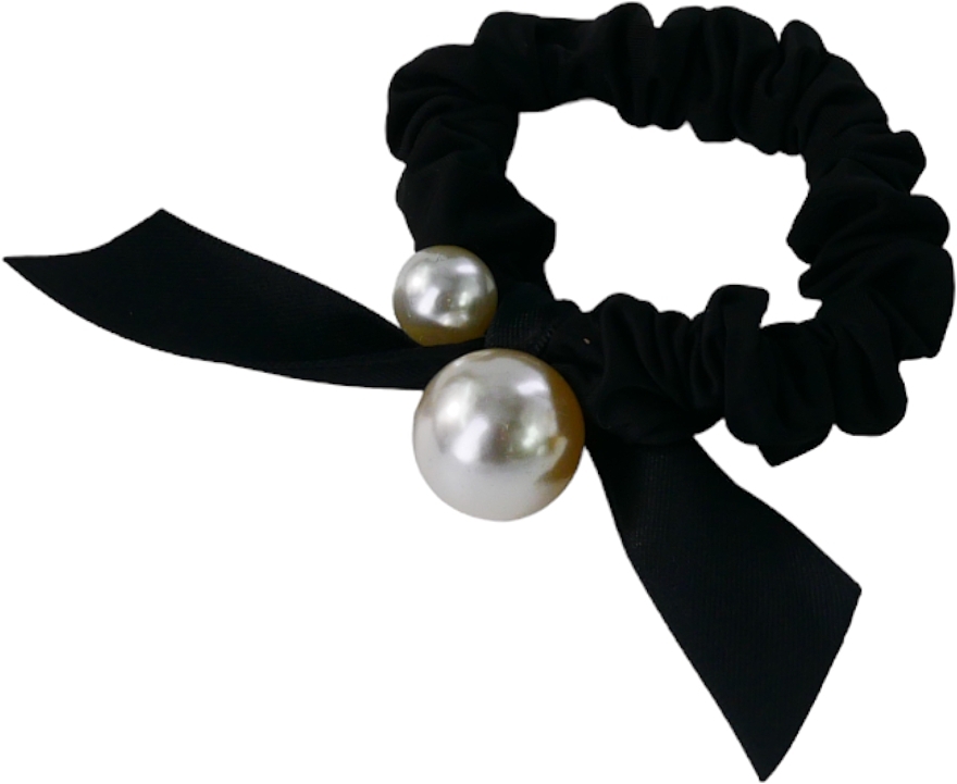 Резинка для волосся з перлинами, чорна - Lolita Accessories — фото N1