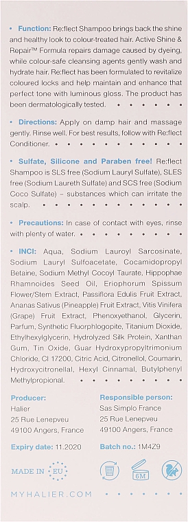 Шампунь для защиты цвета окрашенных волос - Halier Re:flect Shampoo — фото N3