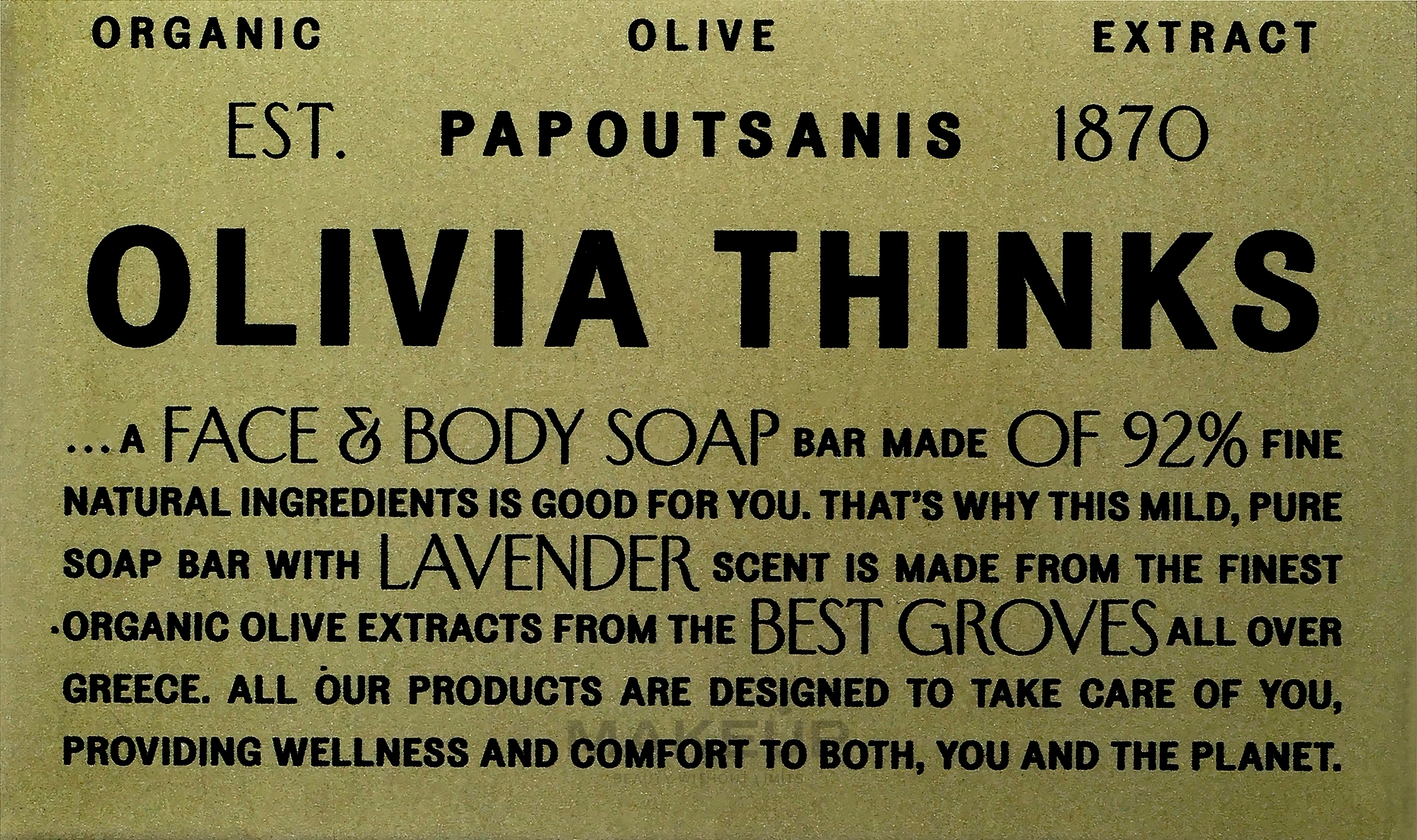 Мыло для лица и тела - Papoutsanis Olivia Thinks Face & Body Soap Bar — фото 40g