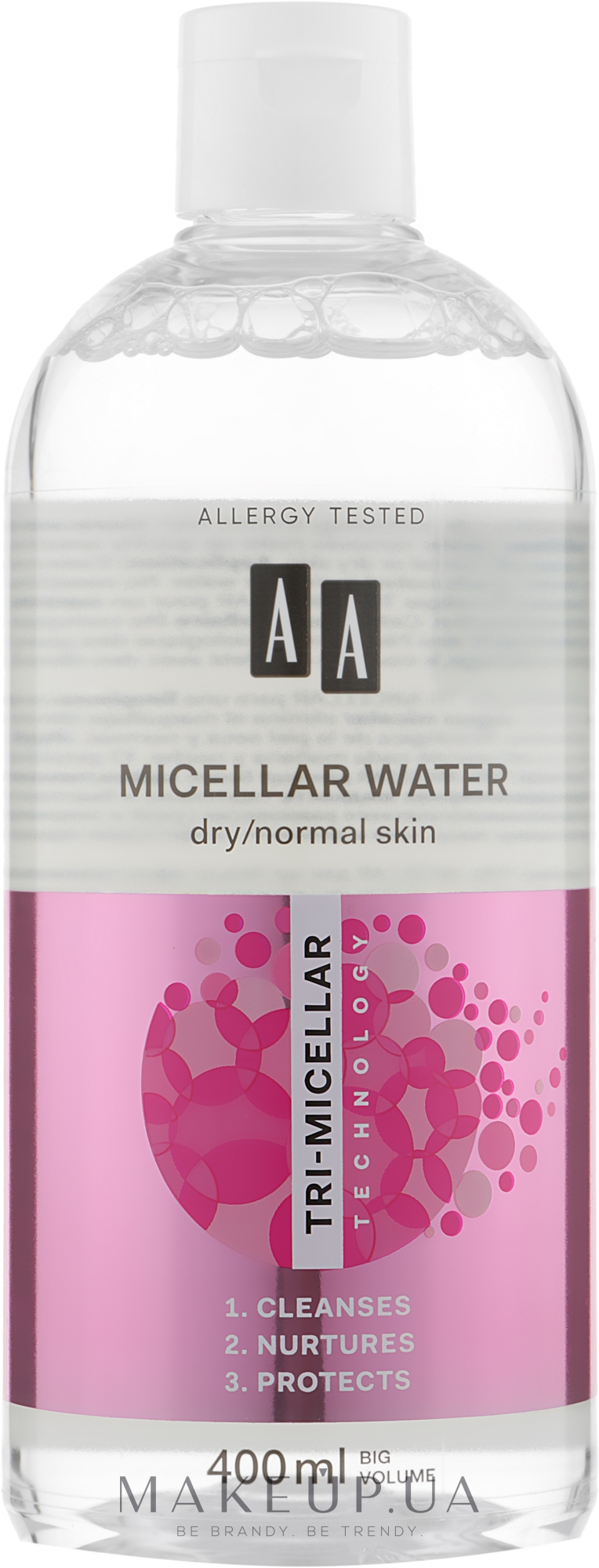 Міцелярна вода для сухої і нормальної шкіри - AA Cosmetics Tri-Micellar 3-in-1 Micellar Water — фото 400ml