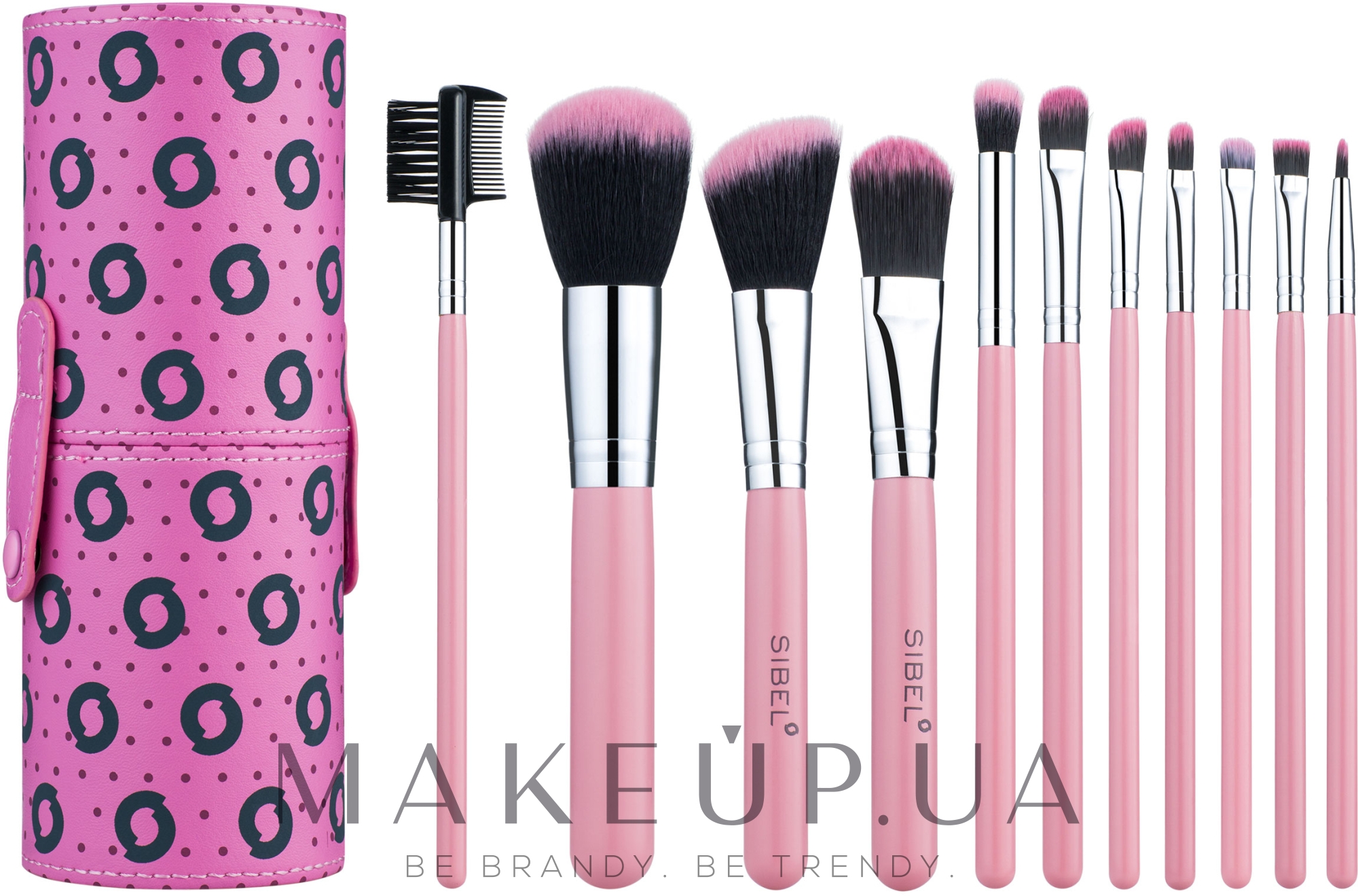 Набор для макияжа, розовый - Sibel Cosmetic Brushes Pink Flamingo — фото 11шт