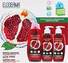 Парфумерія, косметика Набір - Eloderma Pomegranate (shmp/400ml + b/lot/300ml + l/soap/300ml + b/sponge)