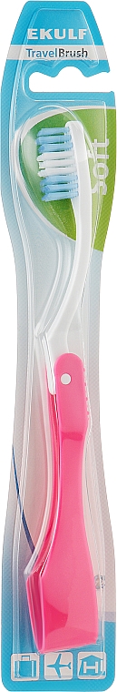 Дорожная зубная щетка, ярко-розовая - Ekulf