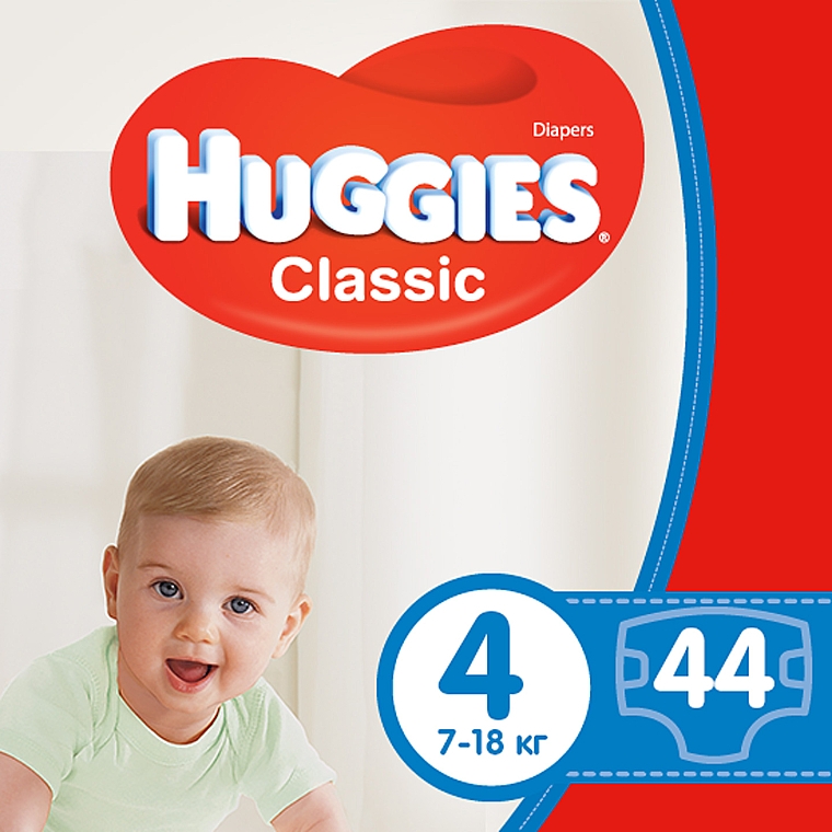 Подгузники "Classic" 4 Jumbo (7-18 кг, 44 шт.) - Huggies — фото N1