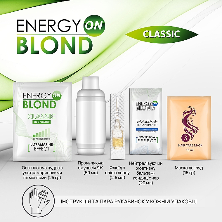Освітлювач для волосся "Classic" з флюїдом - Acme Color Energy Blond — фото N3