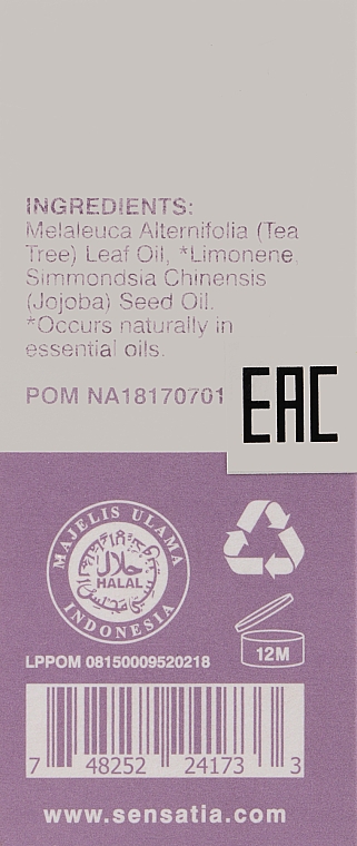 Эфирное масло "Чайное Дерево" - Sensatia Botanicals Tea Tree Leaf Essential Oil — фото N3