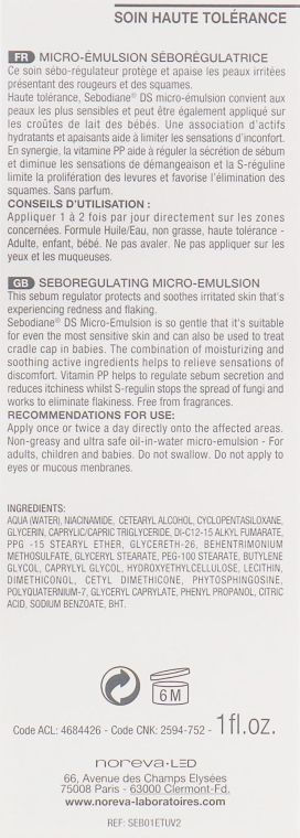 Емульсія "Себорегулювальна мікро" - Noreva Sebodiane DS Sebum-Regulating Micro-Emulsion — фото N3