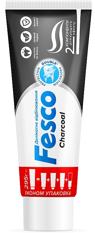 Зубна паста "Делікатне відбілювання" - Fesco Charcoal — фото N1