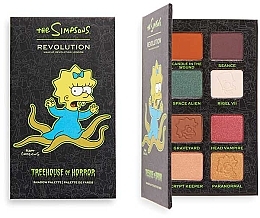 Мініпалетка тіней "Прибулець Меггі" - Makeup Revolution The Simpsons Treehouse of Horror Mini Eyeshadow Palette Alien Maggie — фото N1