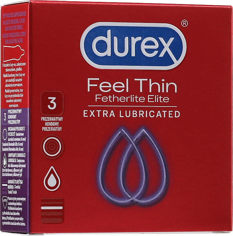 Презервативи, 3 шт. - Durex Fetherlite Elite Extra Lubricated — фото N1