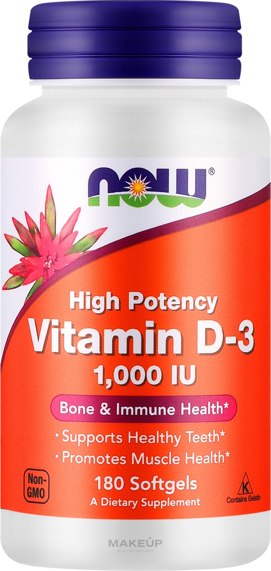 Желатиновые капсулы "Витамин Д3" - Now Foods Vitamin D3 1000 IU — фото 180шт