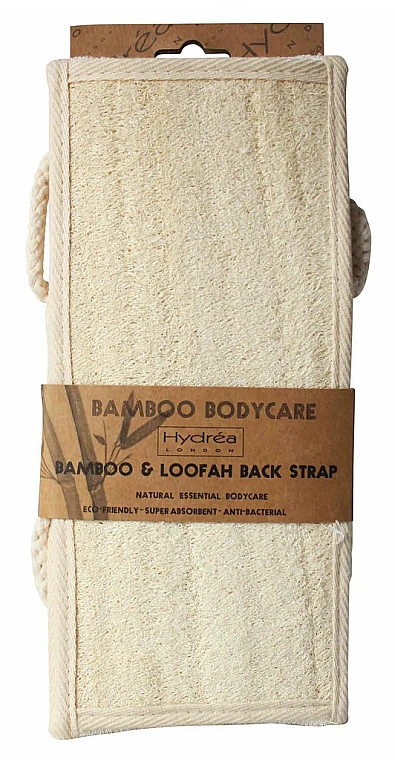 Мочалка для спини з бамбуком і люфою - Hydrea London Bamboo & Loofah Exfoliating Back Strap — фото N3