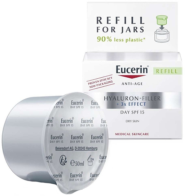 Денний крем для сухої шкіри - Eucerin Eucerin Hyaluron-Filler 3x Day Cream SPF 15 (refill) — фото N2