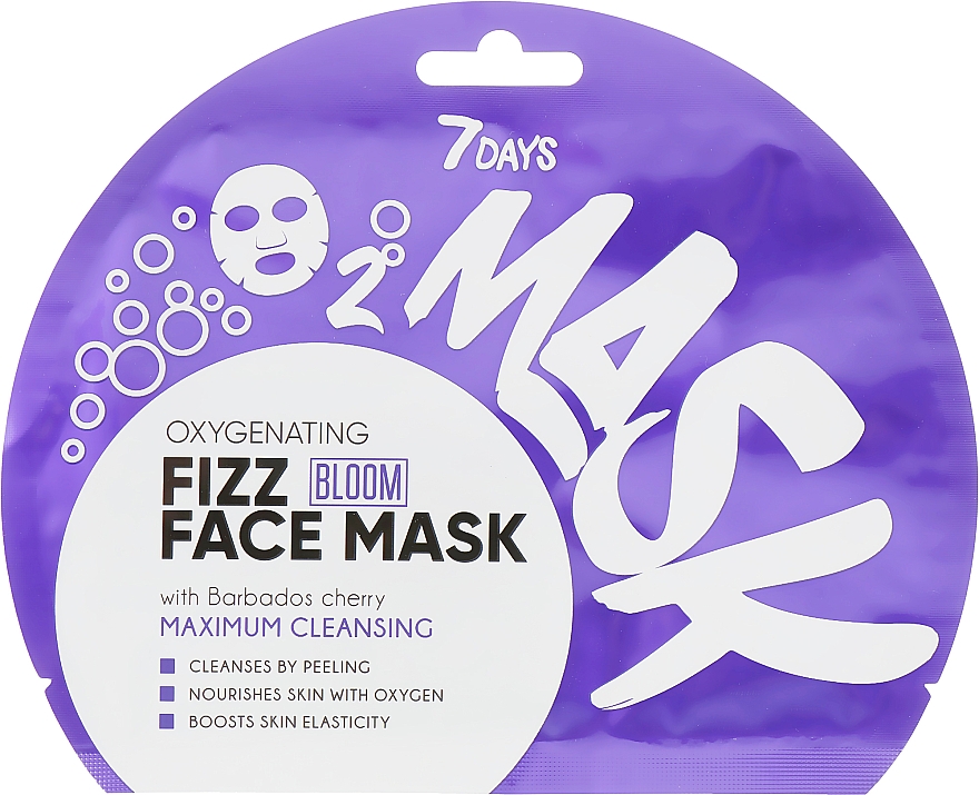Киснева маска-шипучка для обличчя - 7 Days Bloom Maximum Cleansing Sheet Mask