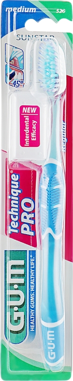 Зубная щетка "Technique Pro", средней жесткости, синяя - G.U.M Medium Regular Toothbrush — фото N1