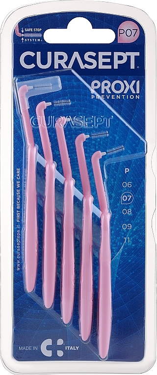 Межзубные ершики P07, 0.7 мм, розовые - Curaprox Curasept Proxi Angle Prevention Pink — фото N1