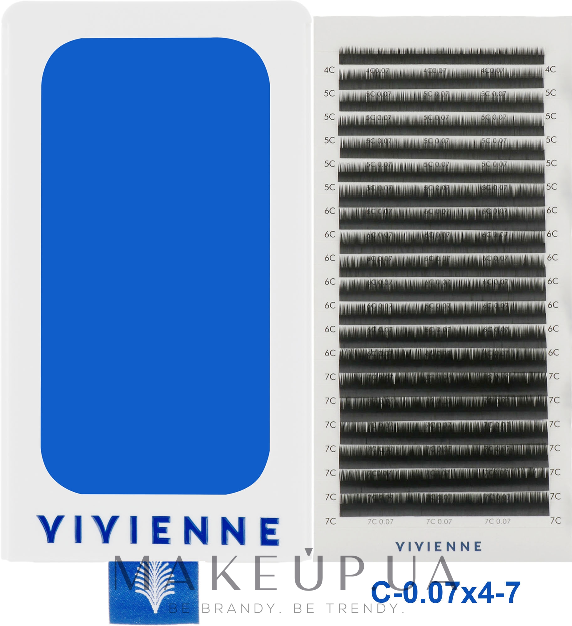 Накладные ресницы "Elite", черные, 20 линий (mix, 0,07, C, 4-7) - Vivienne — фото 1уп