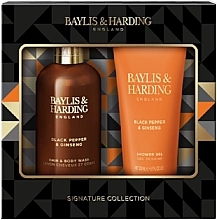Набір - Baylis & Harding Black Pepper & Ginseng Luxury Bathing Duo Gift Set (hair/body/wash/300ml + sh/gel/200ml) — фото N1