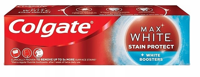 Зубная паста - Colgate Max White Stain Protect + White Boosters — фото N1