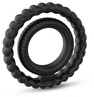 Эрекционное кольцо двойное, черное - Marc Dorcel Dual Ring Black — фото N1