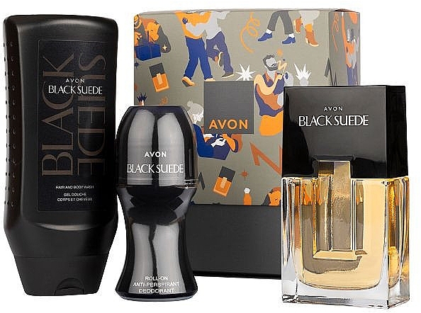 УЦЕНКА Avon Black Suede Aftershave Gift Set - Набор (edt/75 ml + deo/50 ml + show gel/250 ml) * — фото N1