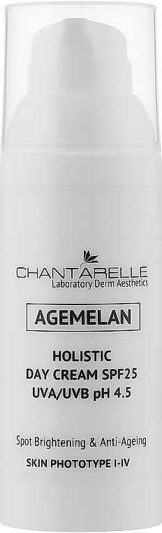 Омолоджувальний освітлювальний денний крем SPF 25 UVA/UVB - Chantarelle Agemelan Holistic Day Cream SPF25 UVA/UVB pH 4.5 — фото N1