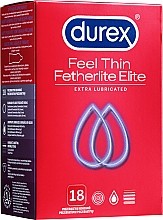 Духи, Парфюмерия, косметика Презервативы, 18 шт - Durex Feel Thin Fetherlite Elite Extra Lubricated
