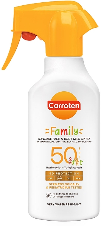 Солнцезащитное молочко-спрей для всей семьи - Carroten Family Suncare Face & Body Milk Spray SPF50 — фото N1