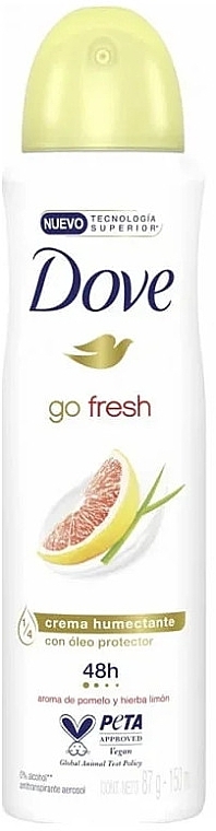 Дезодорант-антиперспирант "Грейпфрут и лемонграсс" - Dove Go Fresh 48H Grapefruit & Lemongrass Deodorant Spray — фото N1