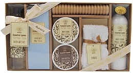 Парфумерія, косметика Набір "Білий чай", 7 продуктів - Aurora Essential Leaves White Tea Bath Gift Set