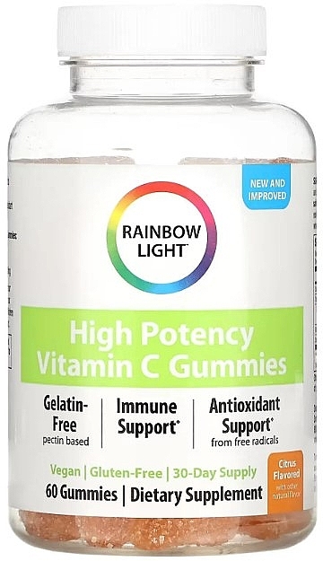 Харчова добавка "Вітамін С" з цитрусовим смаком - Rainbow Light High Potency Vitamin C Gummies — фото N1