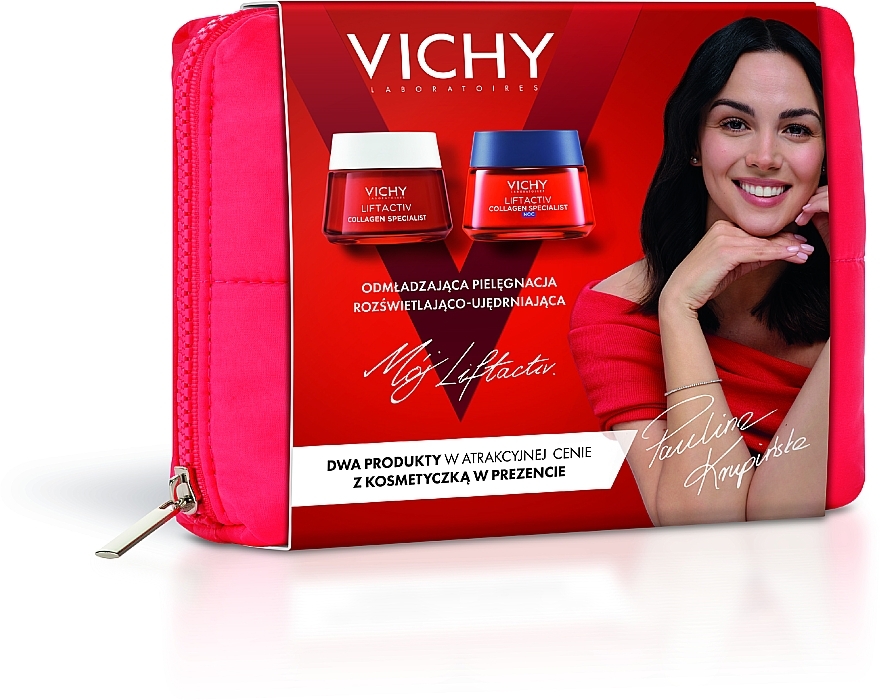 Набор по уходу за лицом - Vichy Liftactiv Collagen Specialist (f/cr/50ml + f/cr/50ml + pouch) — фото N1