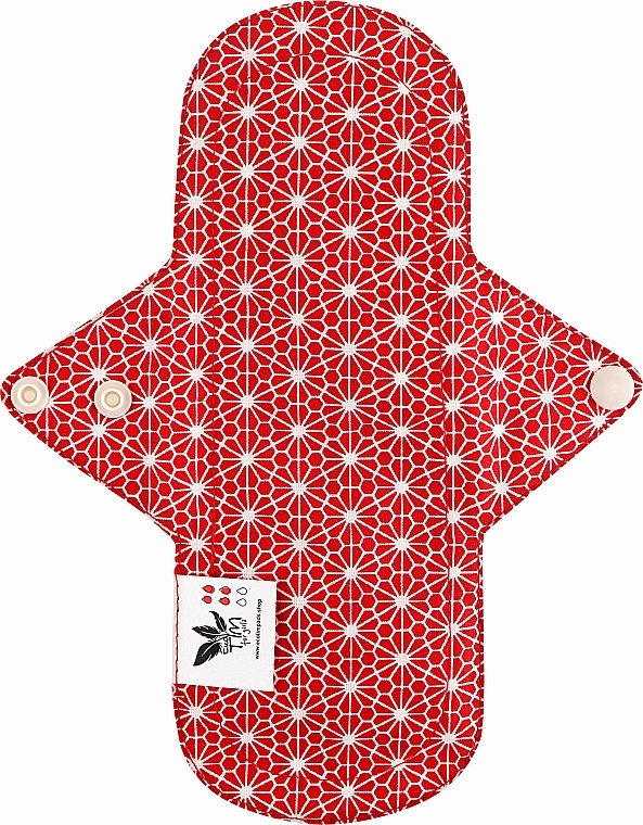 Многоразовая прокладка для менструации Миди, 4 капли, цветочки на красном - Ecotim For Girls