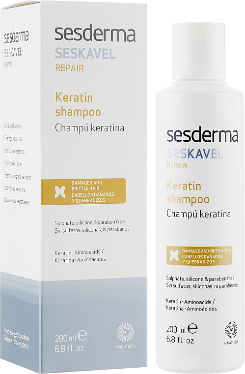 Восстанавливающий шампунь с кератином - SesDerma Laboratories Seskavel Repair Keratin Shampoo — фото N1