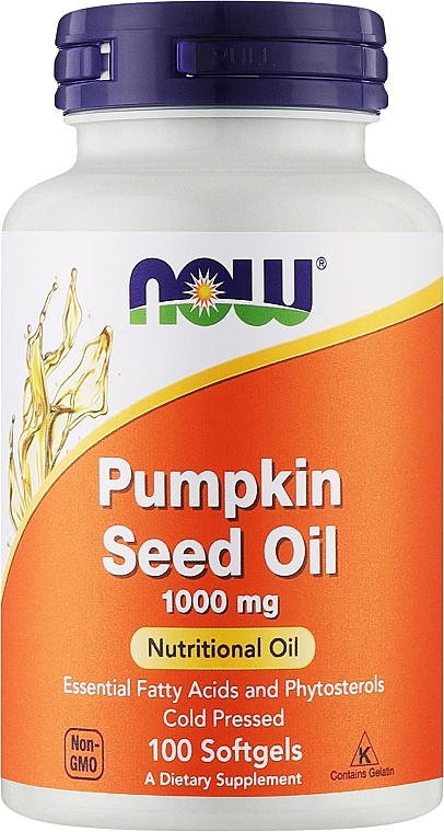 Олія насіння гарбуза, 1000 мг - Now Foods Pumpkin Seed Oil — фото N1