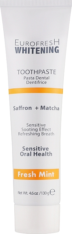 Відбілювальна зубна паста з матча та шафраном - Farmasi Eurofresh Whitening Toothpaste Saffron + Matcha — фото N1