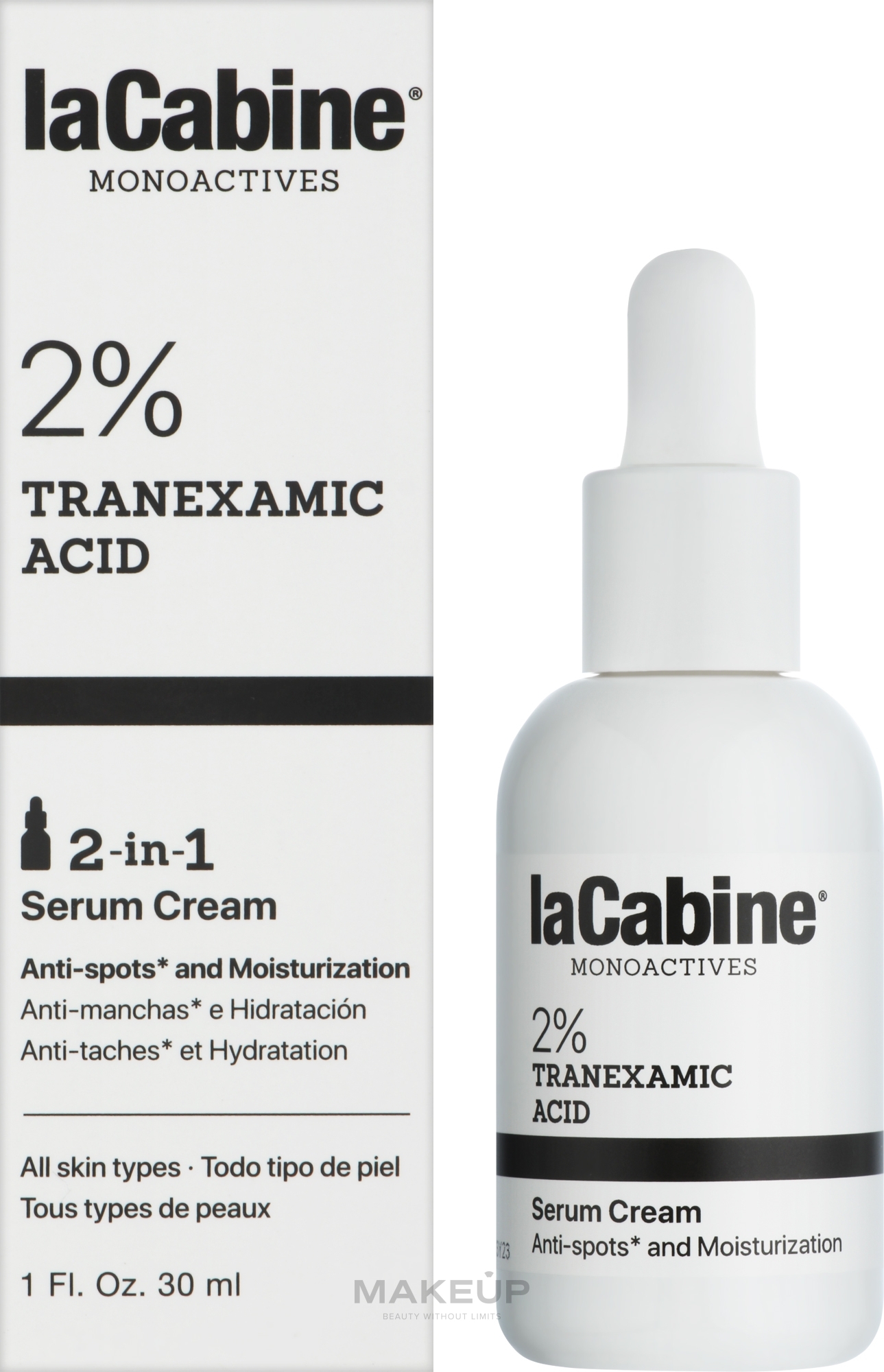Зволожувальна крем-сироватка для обличчя проти пігментних плям - La Cabine  2% Tranexamic Acid Serum Cream — фото 30ml
