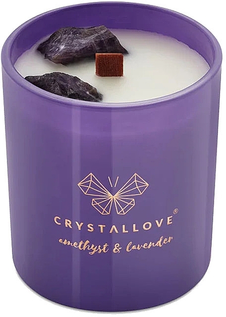 Соевая свеча с аметистом и лавандой - Crystallove Soy Candle With Amethyst And Lavender — фото N1