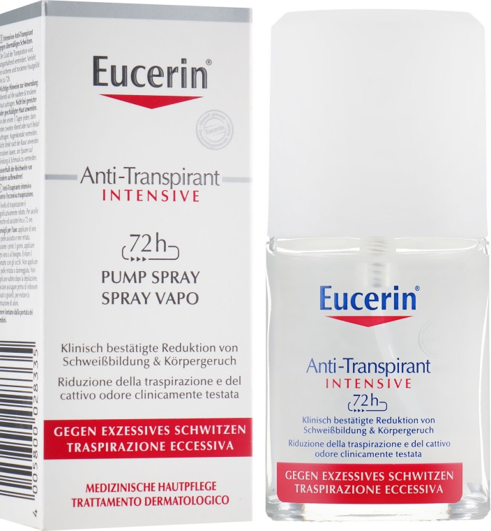 Антиперспирант-спрей 72 часа защиты против чрезмерного потовыделения - Eucerin 72h Anti-Transpirant Intensive Pump Spray — фото N2