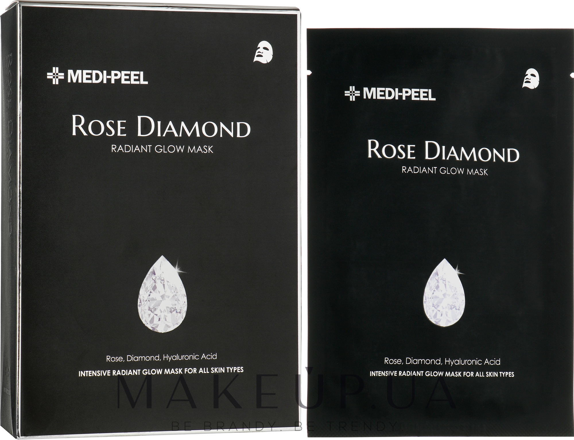 Тканевая маска с алмазной пудрой - Medi Peel Rose Diamond Radiant Glow Mask — фото 10x25ml