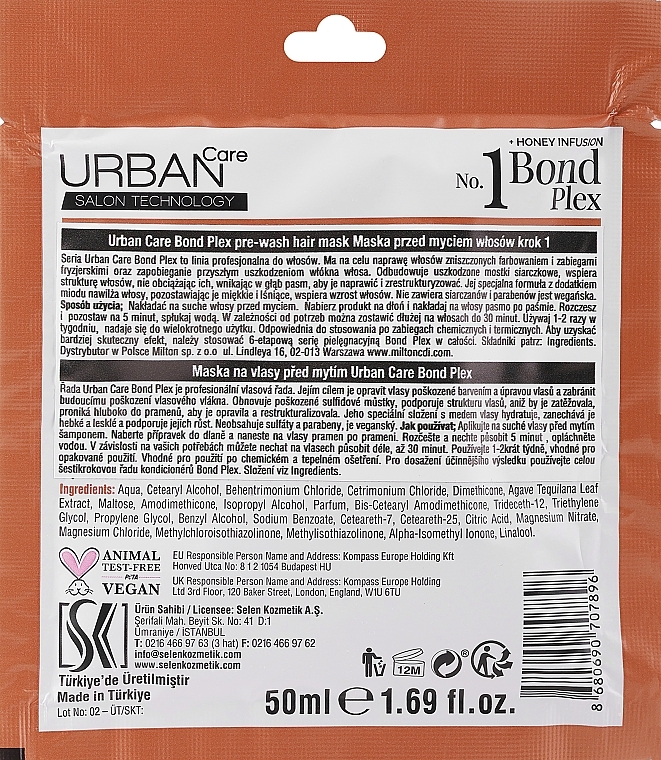 Маска для волос - Urban Care No.1 Bond Plex Pre-Wash Hair Mask  — фото N2