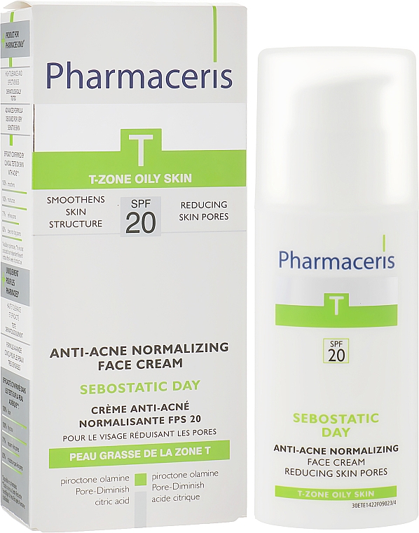 Нормалізуючий матуючий крем - Pharmaceris T Sebostatic Normalizing Matifying Anti-Acne Cream SPF20  — фото N2
