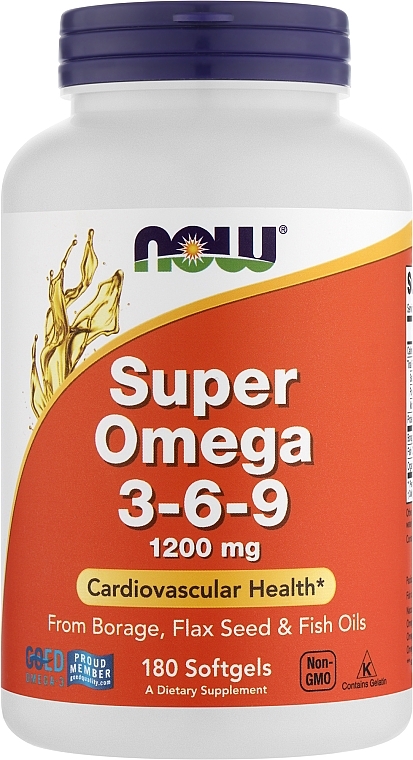 Комплекс жирных кислот "Супер Омега 3-6-9", в капсулах - Now Foods Super Omega 3-6-9 1200 mg — фото N1