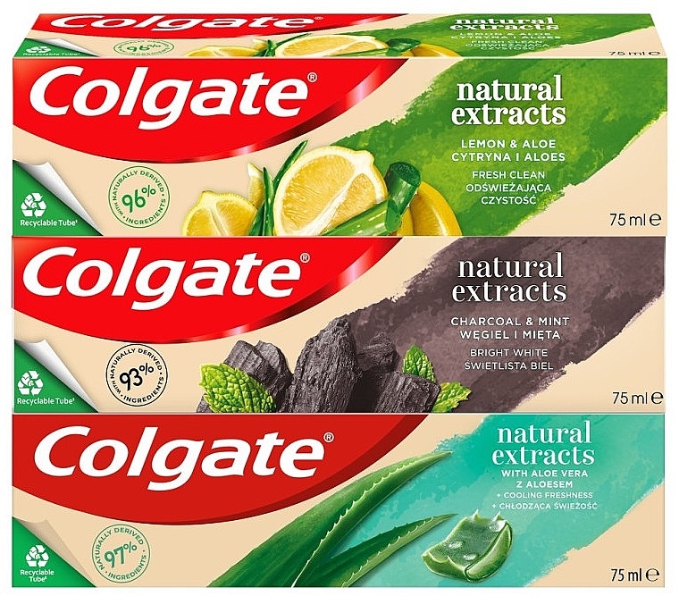 Набір - Colgate Natural Extracts Mix (tooth/paste/3x75ml) — фото N1