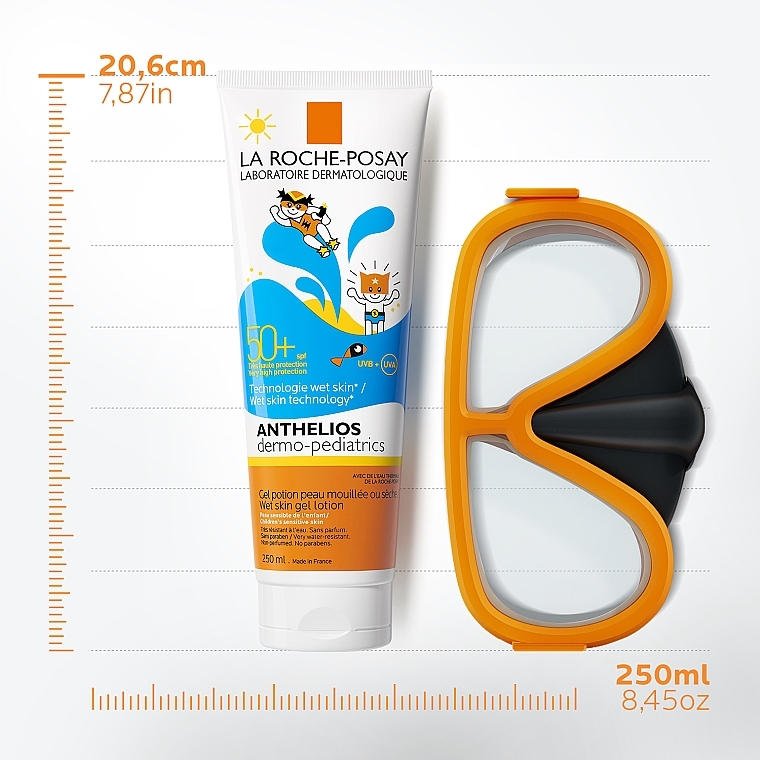 Солнцезащитный водостойкий гель с технологией нанесения на влажную кожу для чувствительной кожи детей, очень высокая степень защиты SPF50+ - La Roche-Posay Anthelios Dermo-Pediatrcis Wet Skin Lotion SPF 50+ — фото N4