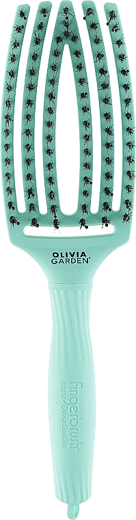 Щітка для волосся вигнута продувна з комбінованою щетиною - Olivia Garden Fingerbrush Tropical Mint — фото N1
