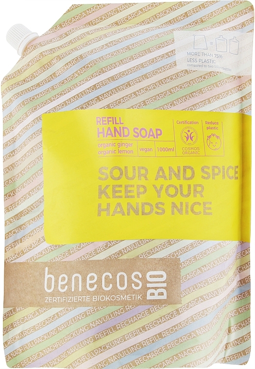 Крем-мило для рук - Benecos Hand Soap Organic Ginger Lemon (змінний блок) — фото N1