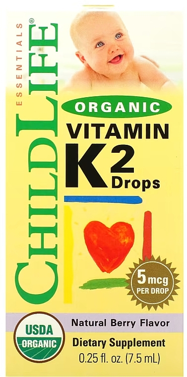 Органічний вітамін К2 для дітей, зі смаком ягід, краплі - Child Life Organic Vitamin K2 Drops — фото N2